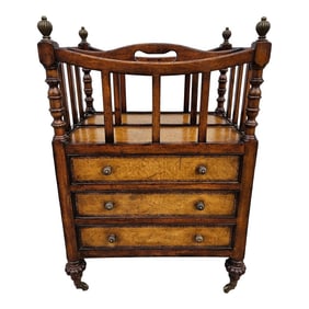 Walnut and Leather Canterbury or Magazine Book or Music Rack by Jonathan Charles