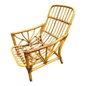 1970s Mid-Century Modern Rattan & Bamboo Armchair