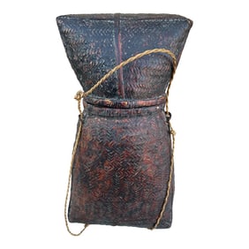 Antique Lacquered Karen Tribe Basket