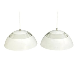 1960's White Metal Aj Royal 500 Suspension Pendants Attributed to Arne Jacobsen for Louis Poulsen- a