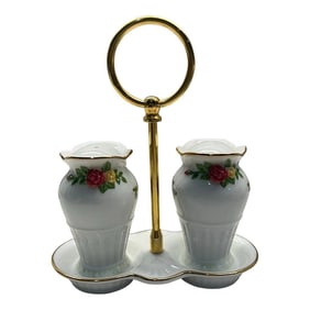Royal Albert Old Country Roses Salt & Pepper Caddy Set