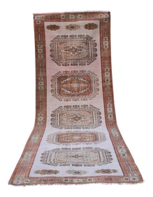 Vintage Turkish Oushak Hand-Knotted Runner With Neutral Color 4'4" X 12'4"
