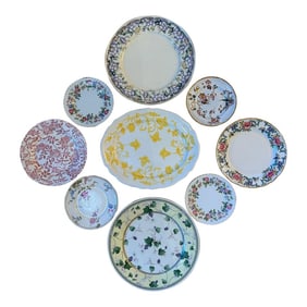 Vintage Collection of China Floral Plates for a Plate Wall - a Set of 9