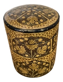 1980s Black and Gold Gilt Lacquer Box Smoking Set