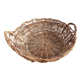 Vintage Rustic European Wicker Gathering Basket