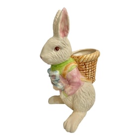 Vintage Department 56 Bunny Rabbit Hand Painted Ceramic Vase or Planter