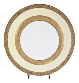 Refined Minton England Gold Encrusted White & Cream Dinner Plates – Set of 6, 10.5"