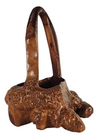 Vintage Hand-Carved Teak Root Burl Ikebana Basket – 13" Organic Centerpiece