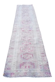 Faded Long Distressed Vintage Turkish Oushak 13 Foot Runner With Traditional Modern Style