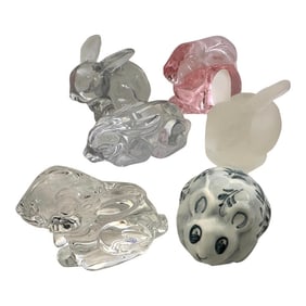 Mixed Lot of Crystal/Glass Bunny Figurines-Set of 6