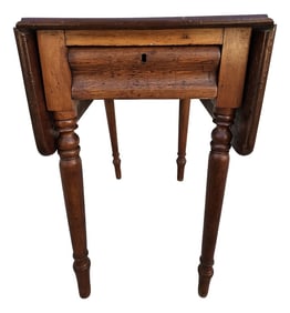 Primitive Antique Drop Leaf Side or Pub Table With Drawer