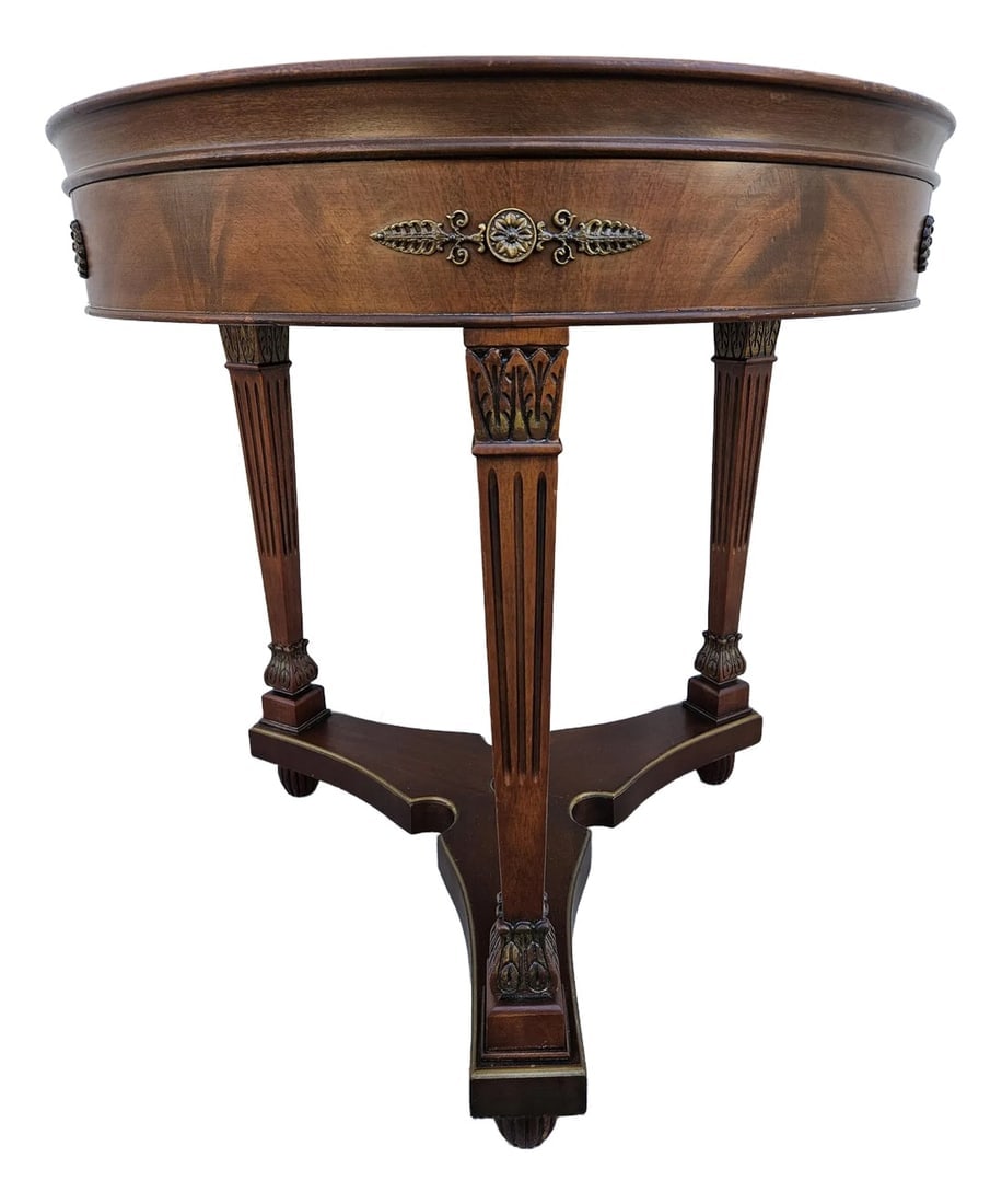 Neoclassical Mahogany Side or Center Table Brass Appliques (1 of 11)