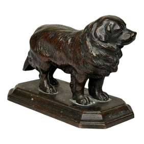 Art Deco Tribute Newfoundland Marine Rescue Dog Bronze Sculpture