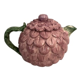 Fitz & Floyd Oci Primrose Purple Zinna Flower Teapot