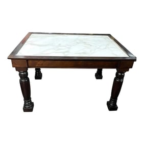 1990s Vintage Honed Carrera White Marble Kitchen Island