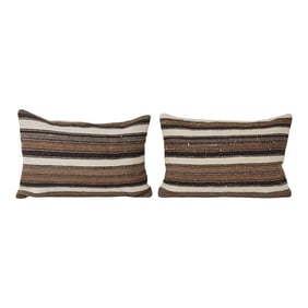 Striped Turkish Kilim Pillow Cover - A Pair