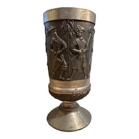1970s Vintage Footed Pewter Fighting Irish Goblet by Mullingar
