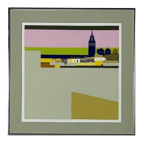 1980's Modern Abstract Serigraph Imp Print Titled Distant Land New Skies #19/150 Signed by Janice