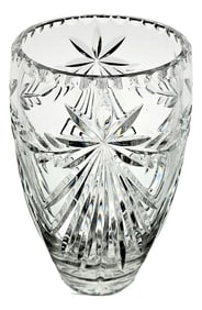 Vintage Crystal Clear Industries Atrium 9" Vase Floral 24% Lead Cut Crystal Poland