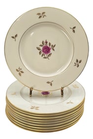 Vintage Lenox Rhodora Salad Plates – Set of 10 Pink Rose & Gilded Fine Porcelain Usa 8.25"