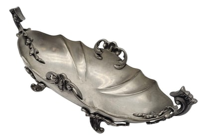 Handmade Italian Pewter Baroque Kalmar Centerpiece Bowl With Gothic Scrollwork