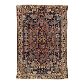 1960s Persian Malayer Hand-Knotted Wool Rugin Terracotta
