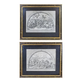 Pair of Large 18th Century Neoclassical Architectural Engravings After Raphael, Engraved by Francesc