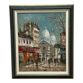 Vintage Original Oil Painting of Paris Signed