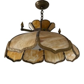 Vintage Slag Pedestal Hanging Lamp