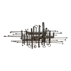 Phil Rowe 1963 Brutalist Brass Wall Sculpture Mid Century Modern Contemporary