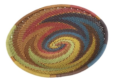 Vintage Copper & Wire Artisan Woven Trinket Bowl