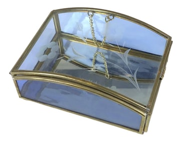 1960s Etched Glass and Brass Dome Display Case