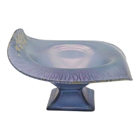 Antique Northwood Tree of Life Purple Carnival Glass Jack-in-the-Pulpit Bowl With Florals