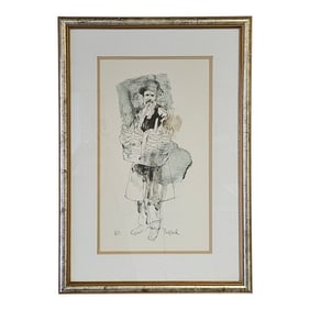 Framed Artist Proof Lithograph by Richard Shepard – Signed "œPretzel Man" Street Vendor