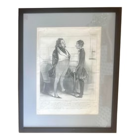 Mid 19th Century Antique French Honore Duamier "œLa Caricature" Lithograph on New Print, Framed