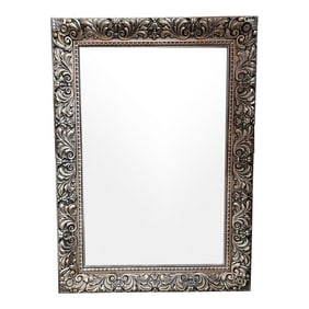 Vintage Beveled Glass Mirror Silver Frame