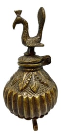 Antique Solid Bronze Tibet Bird Cover Wine Pot
