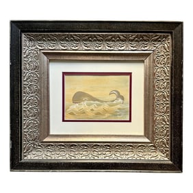 Folk Art Watercolor of a Whale