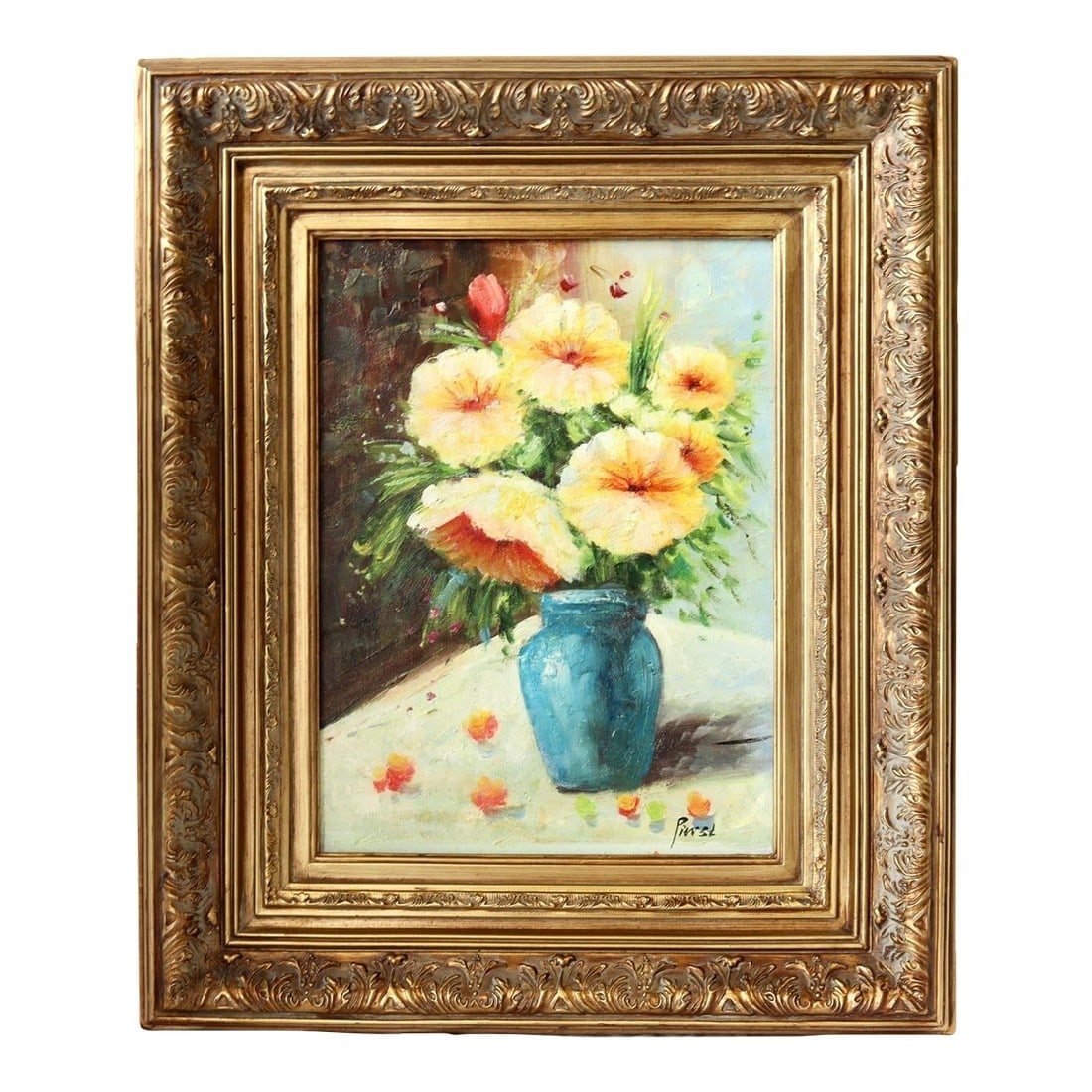 Framed Still Life Floral Oil on Canvas (1 of 3)