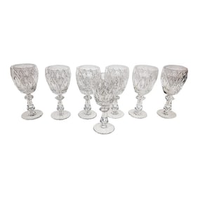 1970s Cordial Sherry Crystal Stemware Glasses- Set of 7