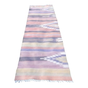 Striped Turkish Oushak Kilim Runner Rug, 1970s