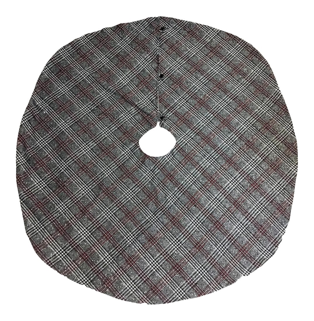 Vintage Traditional Glen Plaid Christmas Tree Skirt: Our Fabric Christmas Tree Skirts were hand made during the 70's. Home sewn with button trim keeping them together in the back, they are fun and affordable. These skirts have never been used so they ar