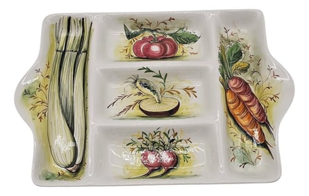 Hand Painted Italian Divided Serving Tray by Mancioli for Lachman & Co. – Vintage Ceramic