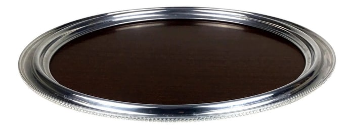 1950s Mid-Century Modern Faux Wood and Aluminum Serving Tray