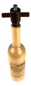 Vintage Wood Peppermill Etched Wine Bottle Shape