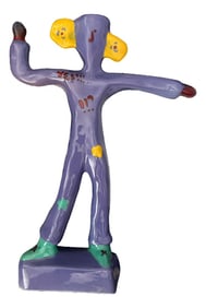 1987 Julie Sanders "œCyclamen" Dancing Candle Holder Sculpture – Memphis Style Pop Art