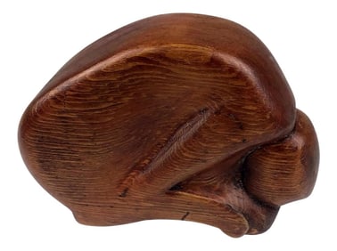 1970s Artisan Hand Carved Wood Sculpture Bauhaus Style