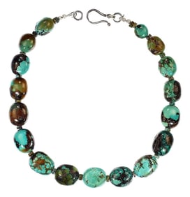 Ajd 21 Inch Gently Graduated Turquoise Nugget Necklace Thoughtful Gift