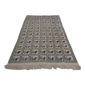 Aubusson Floral Turkish Kilim Rug 5'1" X 7'4"