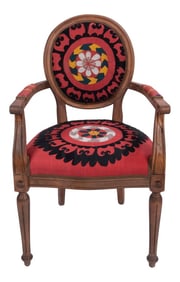 The Bohemian Chair, Suzani Embroidery Armchair With Bergere Style